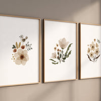 Boho nursery, flower nursery, girl nursery decor boho, neutral nursery, Boho Butterfly Floral Set, Butterfly Nursery Wall Art, Neutral