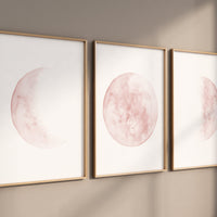 Moon wall art, Moon nursery decor, Blush pink nursery, blush nursery, Full moon print, Moon print, nursery decor girl, moon phases print