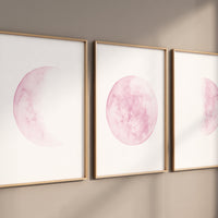 Moon wall art, Moon nursery decor, Pink nursery, Full moon print, Moon print, nursery decor girl, moon phases print, girls room decor