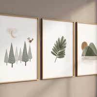 Boho nursery, green nursery, gender neutral nursery, leaves prints, boho prints, home decor, green prints, sage green, minimal prints