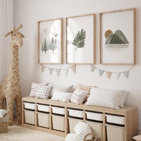 Boho nursery, green nursery, gender neutral nursery, leaves prints, boho prints, home decor, green prints, sage green, minimal prints