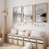 Landscape print, mountain wall art, gray and gold, nature prints, landscape wall art, neutral wall art prints, gray nursery decor, forest