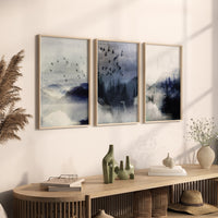 Landscape print, mountain wall art, landscape wall art, navy blue, neutral wall art prints, forest decor, nature prints, navy nursery