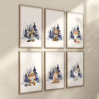 Woodland animals, Nursery decor boy, navy blue nursery, nursery wall art animals, animal nursery decor, woodland nursery, forest animals