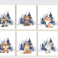 Woodland animals, Nursery decor boy, navy blue nursery, nursery wall art animals, animal nursery decor, woodland nursery, forest animals