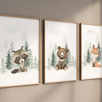 Nursery decor woodland, Woodland Nursery Wall Art, Woodland Print Set, animal prints, Woodland Animal Prints, gender neutral nursery