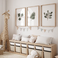 Boho nursery, green nursery, gender neutral nursery, leaves prints, boho prints, home decor, green prints, sage green, minimal prints