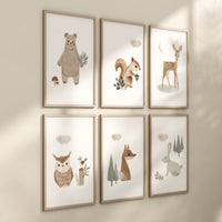 Woodland nursery decor, animal prints, boho nursery, woodland themed nursery, nursery art woodland, nursery prints, gender neutral nursery