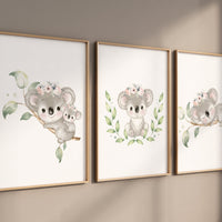 Koala nursery decor, blush pink nursery decor, koala bear prints, girl nursery wall art, animal prints, nursery decor girl, blush nursery