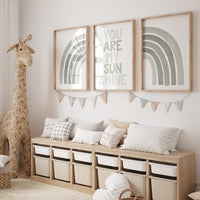 Gender neutral nursery, rainbow nursery, sage green nursery wall decor, nursery decor neutral, rainbow nursery, you are my sunshine, green
