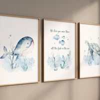 Sea nursery, Ocean Nursery Prints, Underwater Nursery, under the sea nursery, whale nursery, sea turtle, Nautical nursery, gender neutral