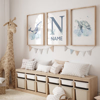 Ocean nursery decor, Nautical nursery print set, under the sea nursery, gender neutral nursery, whale nursery, Sea nursery, underwater