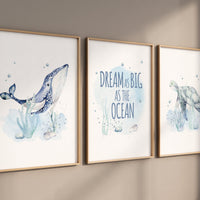 Ocean themed nursery, Sea nursery decor, Nautical nursery print set, under the sea nursery, gender neutral, whale nursery, underwater
