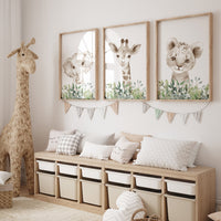 Jungle Animals, Safari Animal Nursery Prints, safari animals, safari nursery, Greenery, gender neutral nursery, Boy Nursery Wall Art