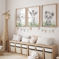 Jungle Animals, Safari Animal Nursery Prints, safari animals, safari nursery, Greenery, gender neutral nursery, Boy Nursery Wall Art