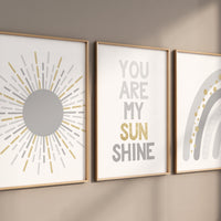 Nursery wall art grey, gray gold nursery, nursery decor neutral, baby room decor gender neutral, sunshine nursery, grey gold, baby room art
