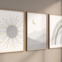 Nursery wall art grey, gray gold nursery, nursery decor neutral, baby room decor gender neutral, sunshine nursery, grey gold, baby room art