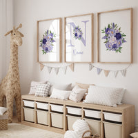 Purple flower nursery decor, Nursery decor girl purple, nursery decor girl flower, lavender nursery, lilac nursery, girls room decor purple