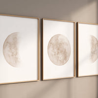 Moon wall art, Moon nursery decor, neutral nursery, beige nursery, Full moon, Moon print, nursery decor gender neutral, moon phases
