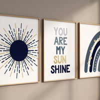 Nursery decor boy Boho, rainbow nursery, navy nursery, boys room decor, Navy and gold, moon nursery, boho prints, boys nursery wall art