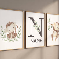 Monkey nursery decor, gender neutral, monkey prints, nursery wall art, nursery prints animals, nursery decor boy, nursery decor girl