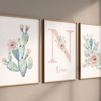 Cactus nursery print, Floral cactus wall art nursery, cactus nursery decor, nursery decor girl, Flower cactus nursery decor, cactus nursery