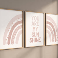 Nursery prints rainbow, boho nursery, blush pink, you are my sunshine, rainbow nursery, boho prints, girl nursery prints, blush nursery