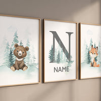 Nursery decor woodland, Woodland Nursery Wall Art, teal nursery, Woodland Print Set, animal prints, Woodland Animal Prints, gender neutral