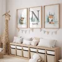 Nursery decor woodland, Woodland Nursery Wall Art, teal nursery, Woodland Print Set, animal prints, Woodland Animal Prints, gender neutral