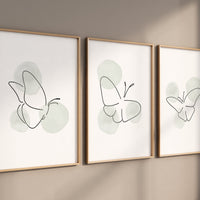 Nursery decor girl butterflies, Butterfly Nursery Art, line art, Girl Nursery Art, sage nursery, green nursery, Butterfly Art