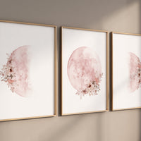 Moon wall art, Moon nursery decor, Blush pink nursery, blush nursery, Full moon print, Moon print, nursery decor girl, moon phases print