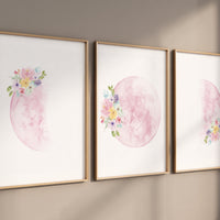 Moon wall art, Moon nursery decor, Pink nursery, Full moon print, Moon print, nursery decor girl, moon phases print, girls room decor