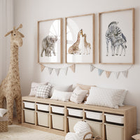 Safari Animal Prints, Animal Nursery Prints, Safari Nursery Decor, Elephant Giraffe Zebra, gender neutral, Safari Nursery, Animal Prints
