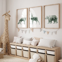Woodland animals, Nursery decor woodland, animal prints, forest theme, forest nursery decor, sage green, animal silhouettes, tree nursery