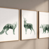 Woodland animals, Nursery decor woodland, animal prints, forest theme, forest nursery decor, sage green, animal silhouettes, tree nursery