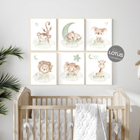 Nursery wall art animals, green nursery, gender neutral nursery, sage green, baby room decor, neutral nursery, nursery prints, animal prints
