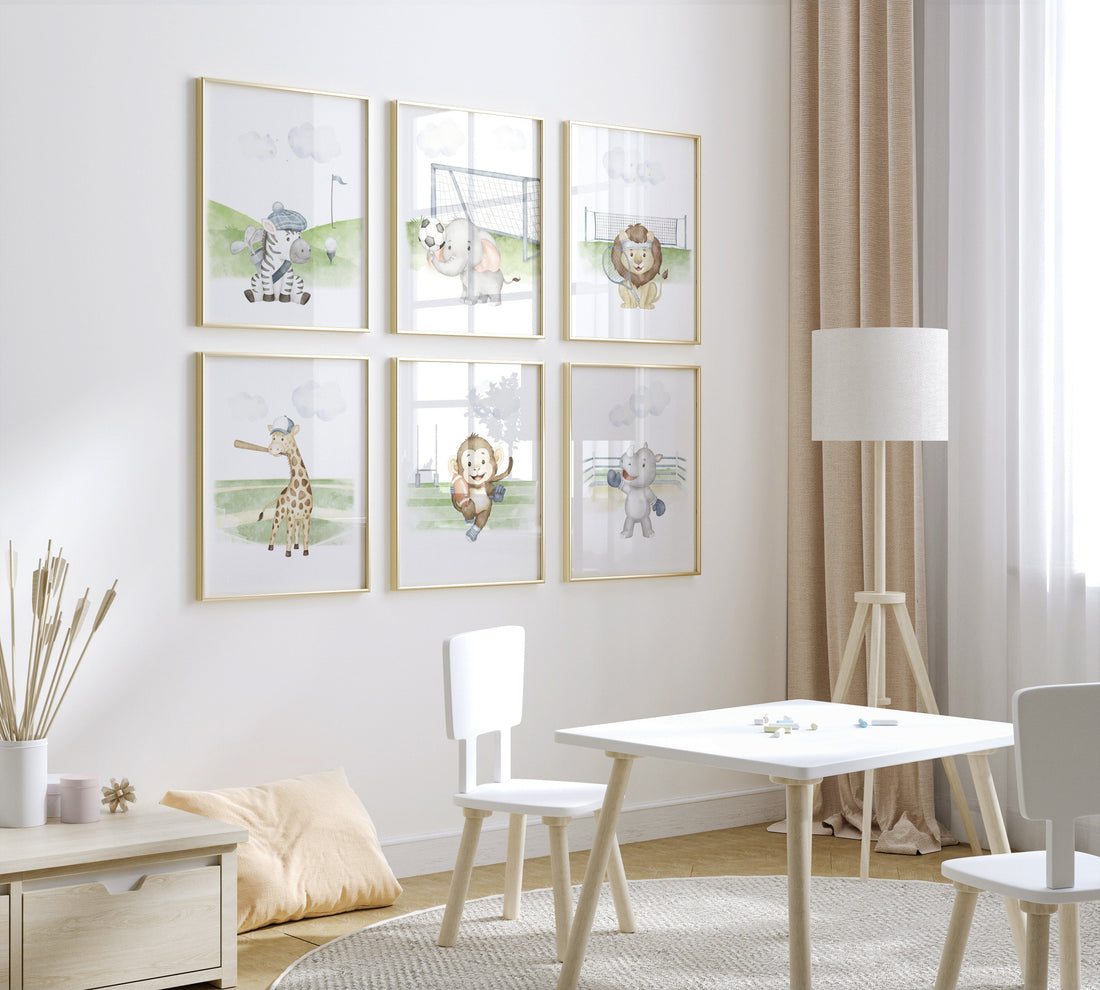 Sports nursery decor, Baby Animals Sport, Baby boy sports nursery, Safari nursery decor, football nursery, baseball nursery, golf nursery