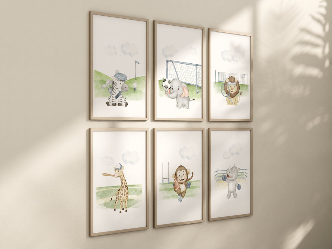 Sports nursery decor, Baby Animals Sport, Baby boy sports nursery, Safari nursery decor, football nursery, baseball nursery, golf nursery