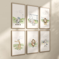 Sports nursery decor, Baby Animals Sport, Baby boy sports nursery, Safari nursery decor, football nursery, baseball nursery, golf nursery