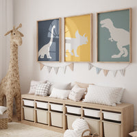 Dinosaur Prints for boys room, T-Rex Print, Triceratops Print, Brachiosaurus print, Dinosaur Wall art, Boy nursery decor, boys room wall art