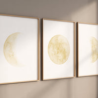 Moon wall art, Moon nursery decor, neutral nursery, yellow nursery, mustard yellow, Full moon, Moon print, moon phases