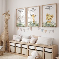 Jungle Animals, Safari Animal Nursery Prints, safari animals, safari nursery, Greenery, gender neutral nursery, verse nursery, bible verse