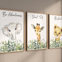 Jungle Animals, Safari Animal Nursery Prints, safari animals, safari nursery, Greenery, gender neutral nursery, Boy Nursery Wall Art