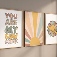 Smiley Face Print, Daisy Wall Art, Groovy Nursery, Girls Room Decor, Groovy Nursery, Girls Nursery Wall Art, retro nursery, 70's nursery