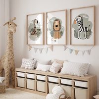 Safari Nursery Wall Prints, Boho Nursery Prints, jungle animals, Sage Green Nursery Art, animal Nursery Decor, animal prints
