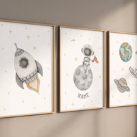 Outer Space Nursery Wall Art, Space Nursery Decor, Boys Room Decor, Rocket Ship, Astronaut print, Kids Room Decor, Space Nursery