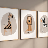 Nursery decor neutral, Safari Nursery Wall Prints, Boho Nursery Prints, jungle animals, beige nursery, Nursery Art, animal Nursery Decor