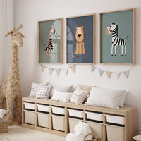 Safari Nursery Wall Prints, Boho Nursery Prints, jungle animals, Sage Green Nursery Art, animal Nursery Decor, animal prints