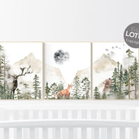 Woodland Nursery Prints, Mountain Print, tree nursery decor, Woodland Nursery Print, mountain wall art, forest nursery, gender neutral