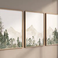 Nursery decor mountain, nursery wall art, tree nursery decor, adventure theme nursery, forest, sage green, beige, woodland animals